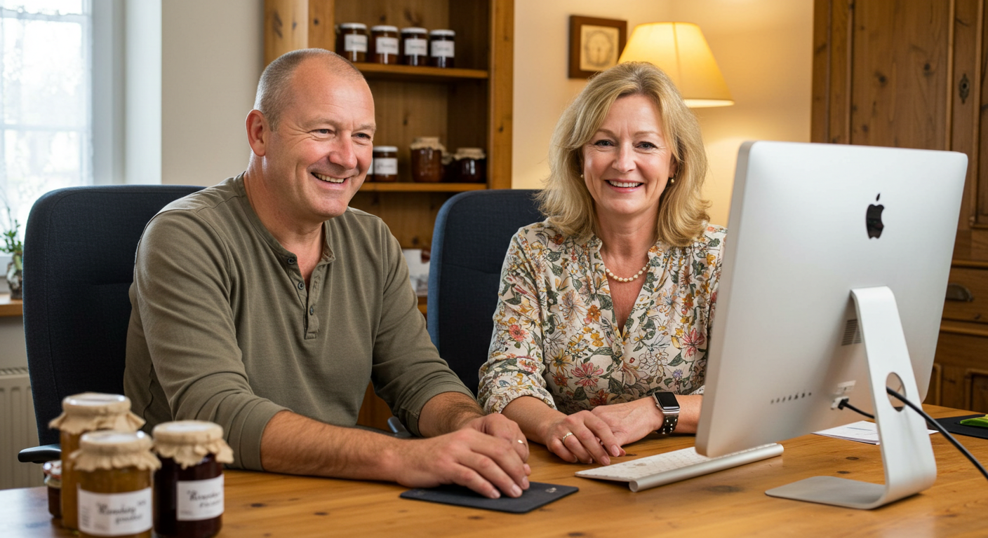 Emprendedores mayores usando tecnología